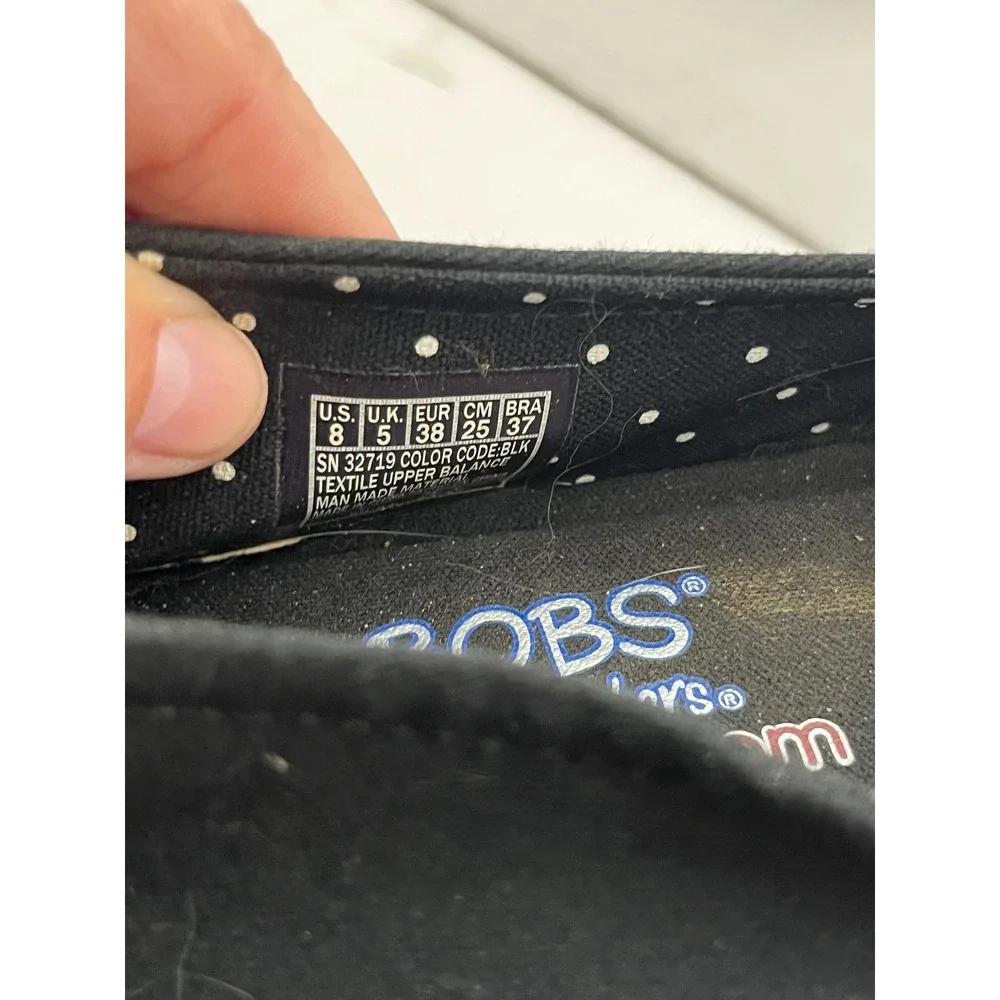 Skechers BOBS‎ Black Canvas Espadrille Slip On Flats Memory Foam Womens 8M